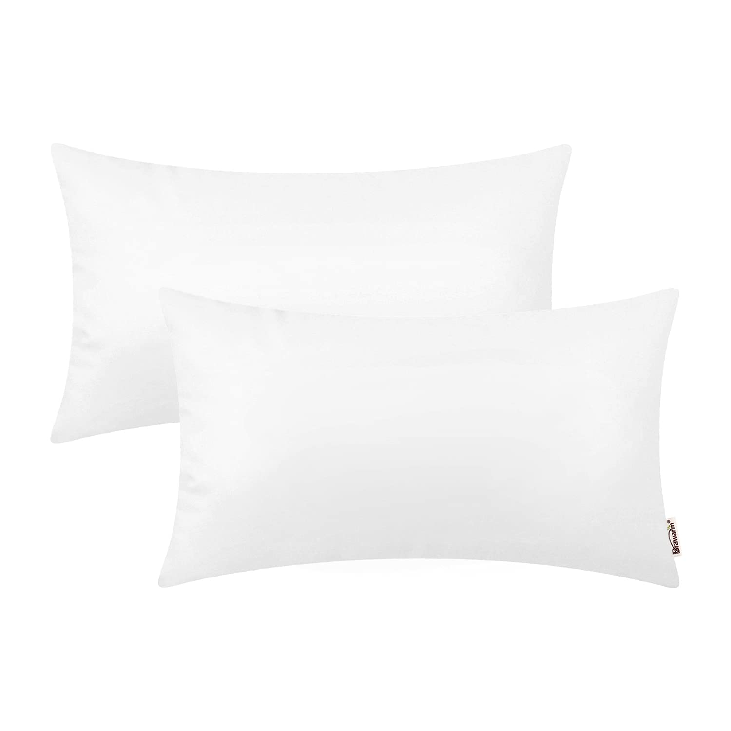 Brawarm Faux Leather Throw Pillow Covers 12 X 20 Inches - White Leather Lumbar Pilow Covers Pack Of 2, Solid Dyed Leather Pillow